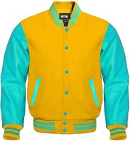 Blouson Bomber Varsity d'Hiver pour Homme en Laine avec Manches en Cuir de Mouton Écologique Épais