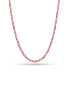 Hip hop jewellery moissanite <b>pink</b> tennis chain <b>necklace</b> iced out luxury layered sparkle unisex statement chain premium shine - Product Image 4