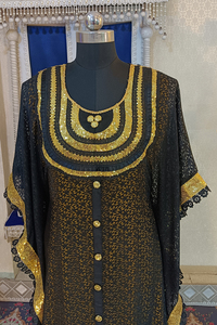 Black and golden yellow designer takchita party wear <b>kaftan</b> - Product Image 2