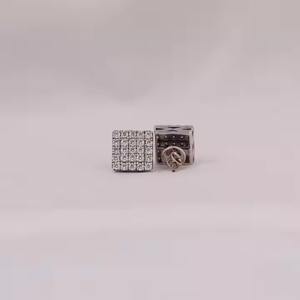 Luxury Style Lab Grown Princess Yellow <b>Diamond</b> <b>Square</b> Shape 10K Yellow Gold Gemstone Stud Hip Hop <b>Earrings</b> Birthday Gift - Product Image 5