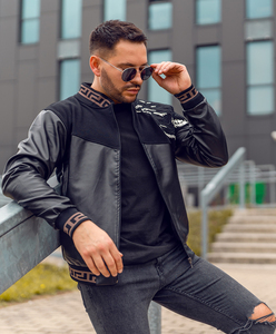 แจ็คเก็ตหนังแท้ขายส่งสำหรับผู้ชาย แจ็คเก็ตหนังสีพื้น ซิปหนัง แจ็คเก็ตหนัง PU ลำลองสำหรับผู้ชาย - Product Image 1