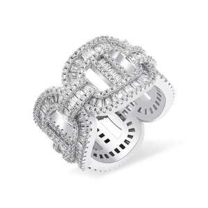 Anillo de Diamantes Cultivados en Laboratorio IGI de Lujo, Unisex, 3CT, Color D, Corte Baguette, Estilo HipHop, Chapado en Plata y Oro, con Piedras Laterales LGD, Estilo Cubano - Product Image 3
