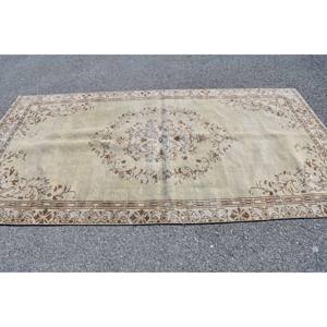 Vintage 4ft 9in Turkish Wool <b>Rug</b> Beige & Brown Patchwork Design <b>Flat</b> Weave with Latex Backing for Living Room Decor Car Use - Product Image 3