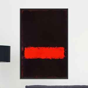 Impresión en Lienzo Abstracta Inspirada en Rothko: Rojo y Negro Vibrantes, Lienzo con Marco Negro - Product Image 1