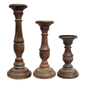Lot de 3 bougeoirs faits à la main en bois de manguier massif de meilleure qualité pour la décoration de Noël et de mariage Prix de gros Approvisionnement direct - Product Image 6