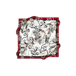Off-White Silk Square <b>Scarf</b> with Chain Pattern - Product Image 1