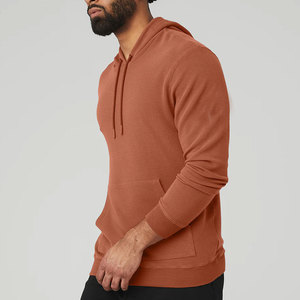 Pull-over thermique à capuche à manches longues unisexe en coton biologique Halki cannelle - Product Image 2