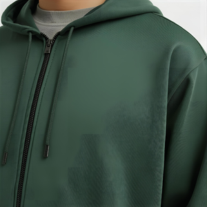 <b>Green</b> Zip Up Hoodie Soft Cotton Fleece Sweatshirt with Front Zipper and OEM/ODM Private Label Options - Product Image 3