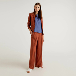 Fabricants de vêtements logo personnalisé haute qualité vêtements de bureau dames pantalon ample grande taille pantalon à jambes larges pour femmes - Product Image 3