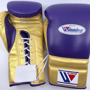 Gants de boxe OEM en cuir violet doré à lacets 10oz, MMA, Kickboxing, entraînement, légers, doigts complets, imperméables, usage quotidien - Product Image 1