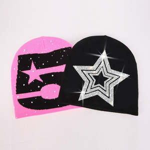 ผลิตหมวกบีนนี่ Y2K แบบ Jacquard พร้อมโลโก้ของคุณเอง พิมพ์ลายทั่วทั้งใบ  ตกแต่งด้วยคริสตัลตามสั่ง - Product Image 2