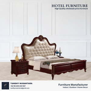 Lit en bois sculpté King ou Queen, meubles en acajou massif d'Indonésie, design personnalisable pour hôtel et villa - Product Image 4