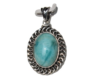 Vente en gros pendentif en argent sterling 925 assorti cabochon ovale en larimar bleu piedras naturales pierres de cristal de guérison serti de lunette - Product Image 3