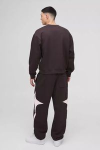 High Quality Men's Oversized Boxy <b>Colour</b> <b>Block</b> Homme Tracksuit Premium Quality Breathable Casual Wear Pullover Tracksuit For Men - Product Image 2