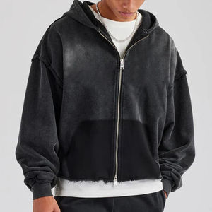 เสื้อฮู้ดดี้ทรงโอเวอร์ไซส์สไตล์วินเทจแบบ OEM ผลิตตามสั่ง ผ้าฝ้าย 100% ทรงครอป ไซส์ XL  แบบทำสีซีดและพิมพ์ลายพัฟฟ์ - Product Image 1