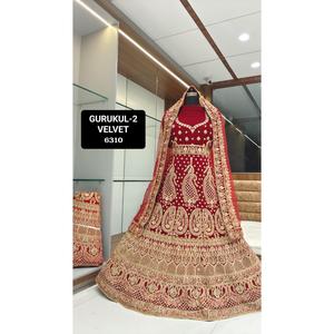 Lehenga Choli en velours royal de meilleure qualité pour les femmes, vêtements de fête de mariage et de festival avec broderie complexe Dupatta - Product Image 4