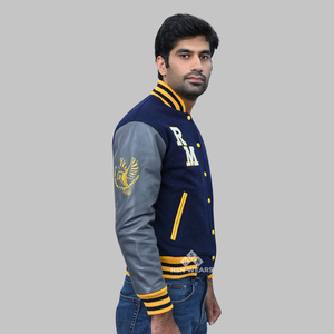 Chaqueta universitaria de cuero PU y lana de primera calidad para hombres y mujeres Bomber con letras universitarias personalizadas con chaquetas con parche de chenilla OEM - Product Image 4