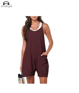 Usine nouvelle combinaison de Sport d'été Style décontracté une pièce nœud col sans couture Design Sexy pour Yoga Fitness coupe ample en gros - Product Image 5