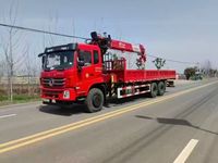 Grue montée sur camion Dongfeng 6x4, grue mobile hydraulique à flèche droite de 10 à 14 tonnes, boîte de vitesses, moteur, télécommande haute performance