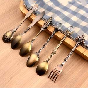 Laiton Coulée Alimentaire Cuillère De Service Feuille Conception Poignée Couverts Argenterie Ustensiles De Cuisine Vaisselle De Table Fournitures De Mariage - Product Image 3