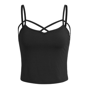 <b>Woman</b> Sleeveless Crop <b>Tops</b> Satin Spaghetti Straps O Neck Corset Crop Tube <b>Top</b> Plain Yellow Bustier Strappy Camisoles Tank <b>Tops</b> - Product Image 3