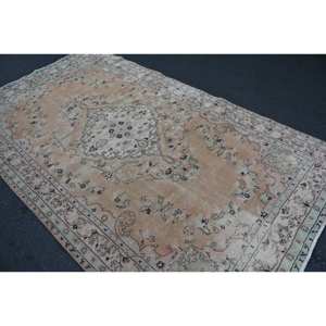 Alfombra turca de lana clásica Beige de 5,4x9,4 pies, diseño de retazos para entrada, sala de estar, dormitorio, forma Rectangular, respaldo de látex - Product Image 4