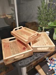 DINNER FARMOUSE Plateau de service rond en bois d'acacia pour la cuisine, la maison ou l'hôtel Vaisselle de style classique pour la fête ou la nourriture - Product Image 3