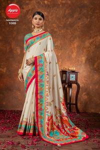 Pashmina con estampado de Sari de seda Dola tradicional para mujer - Product Image 3