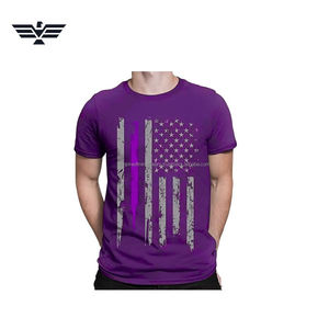T-shirt décontracté à manches longues pour homme, motif drapeau américain vieilli, ligne bleue fine tricotée sur le devant, 100 % polyester, couleur unie - Product Image 6