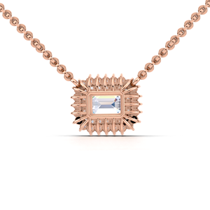 Colgante de Diamante Cultivado en Laboratorio con Certificación IGI, Corte Esmeralda, Doble Halo, en Oro Blanco/Amarillo y Rosa de 14K, Diseño de Racimo de Lujo - Product Image 3