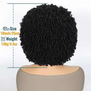 <span class=keywords><strong>Perruque</strong></span> Courte Synthétique Afro Frisée Kinky avec Frange, <span class=keywords><strong>Perruque</strong></span> Ondulée Bouclée Noire, Perruques Afro Bouclées et Volumineuses pour Femmes - Product Image 5