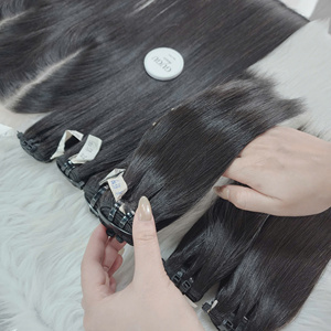 Extensiones de Cabello Humano Vietnamita Virgen Súper Liso de Color Natural con Cierre, Doble Trama a Máquina, 100 Gramos - Product Image 3