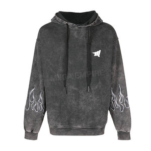 Servicio OEM Sudaderas con capucha de lavado ácido de invierno con logotipo personalizado Cuello con capucha de color sólido ligero Mejor diseño al por mayor - Product Image 1