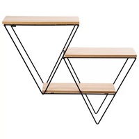 Grande étagère murale décorative en fer à double Triangle de qualité de luxe à 3 niveaux avec dessus en bois pour étagère murale support organisateur de plante...