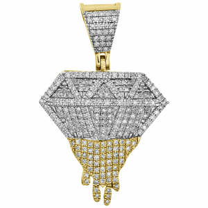 Colgante de moissanita de corte princesa de 1,20 CT chapado en oro amarillo de 10 quilates con diseño de goteo elegante en colgantes finos de estilo Hip Hop - Product Image 1