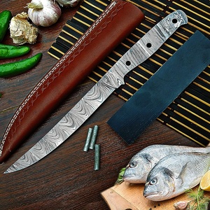 Couteau de pêche fait à la main en acier damas lame vierge pleine soie couteau de Camping à lame fixe couteau de randonnée cadeau pour elle - Product Image 4