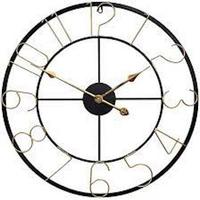Jam Dinding Besi Hitam Bentuk Lingkaran Besar, Desain Modern Antik, Gerakan Elektrik Senyap untuk Ruang Tamu, Pelat Tebal 30mm