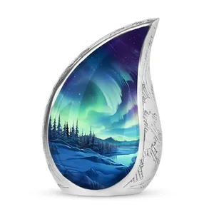 Urna Funeraria Estilo Americano Northern Lights con Acabado de Alto Brillo, Capacidad de 200 Pulgadas Cúbicas para Cenizas Humanas Cremadas - Product Image 1