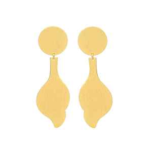 Recién llegado, pendiente largo de borlas chapado en oro con diseño de arquitectura, pendientes de latón, diseño clásico para mujeres y niñas - Product Image 1