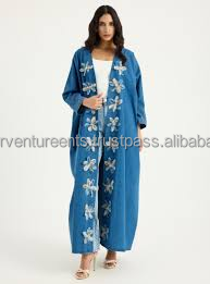 Robe Abaya en jean élégante pour femmes, mode modeste, manches longues, vêtements décontractés, vêtements musulmans, tissu en jean doux - Product Image 2