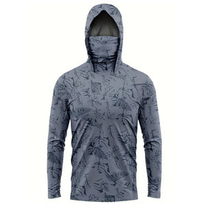 เสื้อตกปลาแบบมีฮู้ดผ้า UV เสื้อตกปลาแห้งเร็วสีเทา - Product Image 1