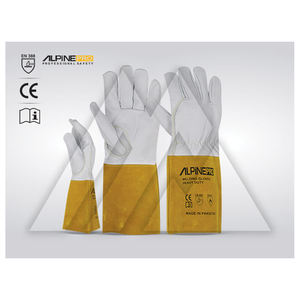 Guantes de protección para soldadura de cuero, resistentes al calor, antivibración, para adultos - Product Image 1