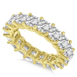 Anillo de Bodas con Diamantes de Corte Asscher, Oro Amarillo de 14k, 7.20ct - Product Image 1