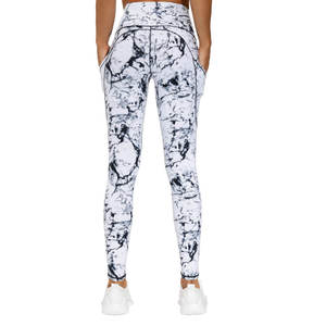 Mallas deportivas de cintura alta con bolsillo para mujer con tejido de punto estampado por sublimación para ejercicio, logotipo personalizable - Product Image 3