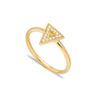 Anillo de racimo de piedra de circón transparente con forma de triángulo, venta al por mayor, joyería geométrica de Plata de Ley 925 turca hecha a mano - Product Image 1