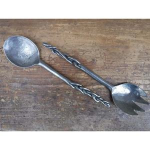 Ensemble de cuillère et fourchette de service à salade design poli brillant poignée portable plaqué argent pour mariage - Product Image 2