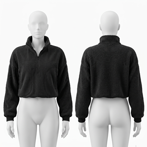 Chaqueta polar de invierno para mujer con capucha, cremallera completa, de algodón suave, spandex y modal, 280 GSM, con logo frontal lavado, cálida, color melocotón. - Product Image 6