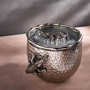 Designer <b>Black</b> Steel Ice Bucket Modern Texture Gold Ice Bucket Export Quality Craft Metal Ice Bucket Made Zahid Exports - Product Image 2