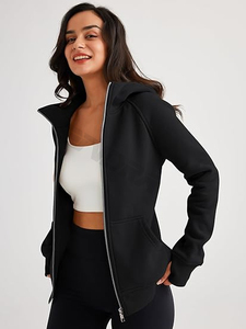 Sudadera con capucha y cremallera extragrande y ligera para mujer con logotipo personalizado con cordón en la parte delantera para otoño e invierno, venta al por mayor - Product Image 6