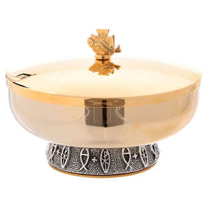 Cáliz de Iglesia elegante de copón de latón chapado en oro con tapa, recipiente litúrgico hecho a mano para ceremonias sagradas de comunión - Product Image 3